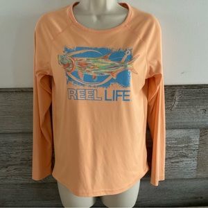 Reel Life Ladies Long Sleeve UV Tee (Coral Sand, Small)